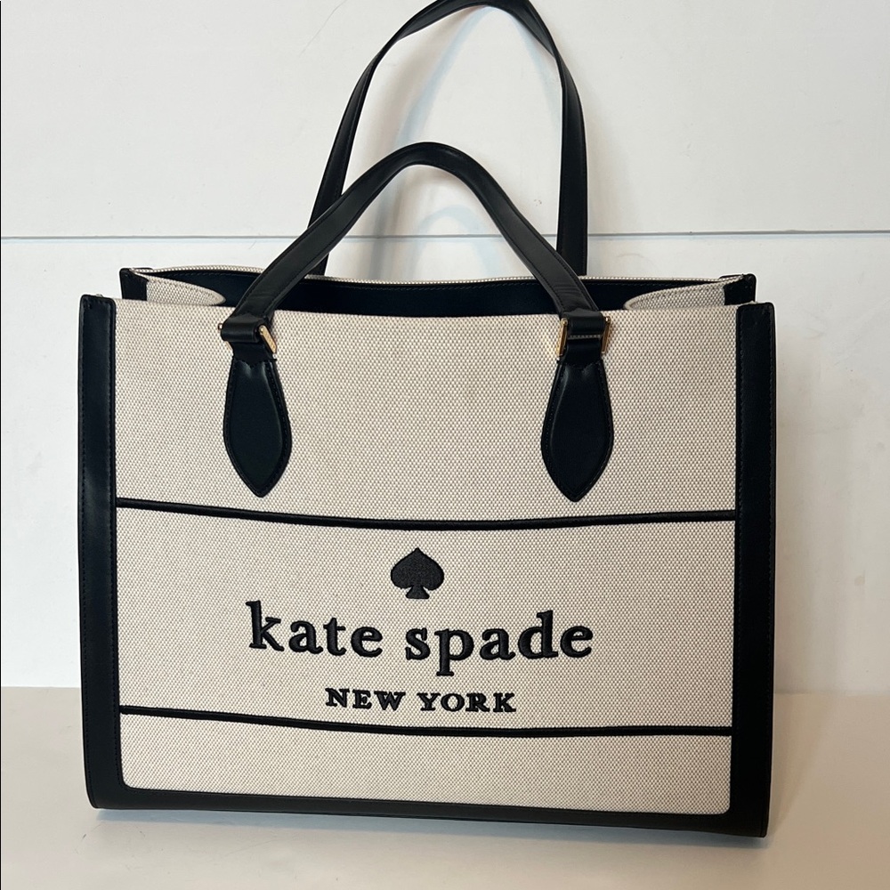 kate spade Black and White Canvas Tote